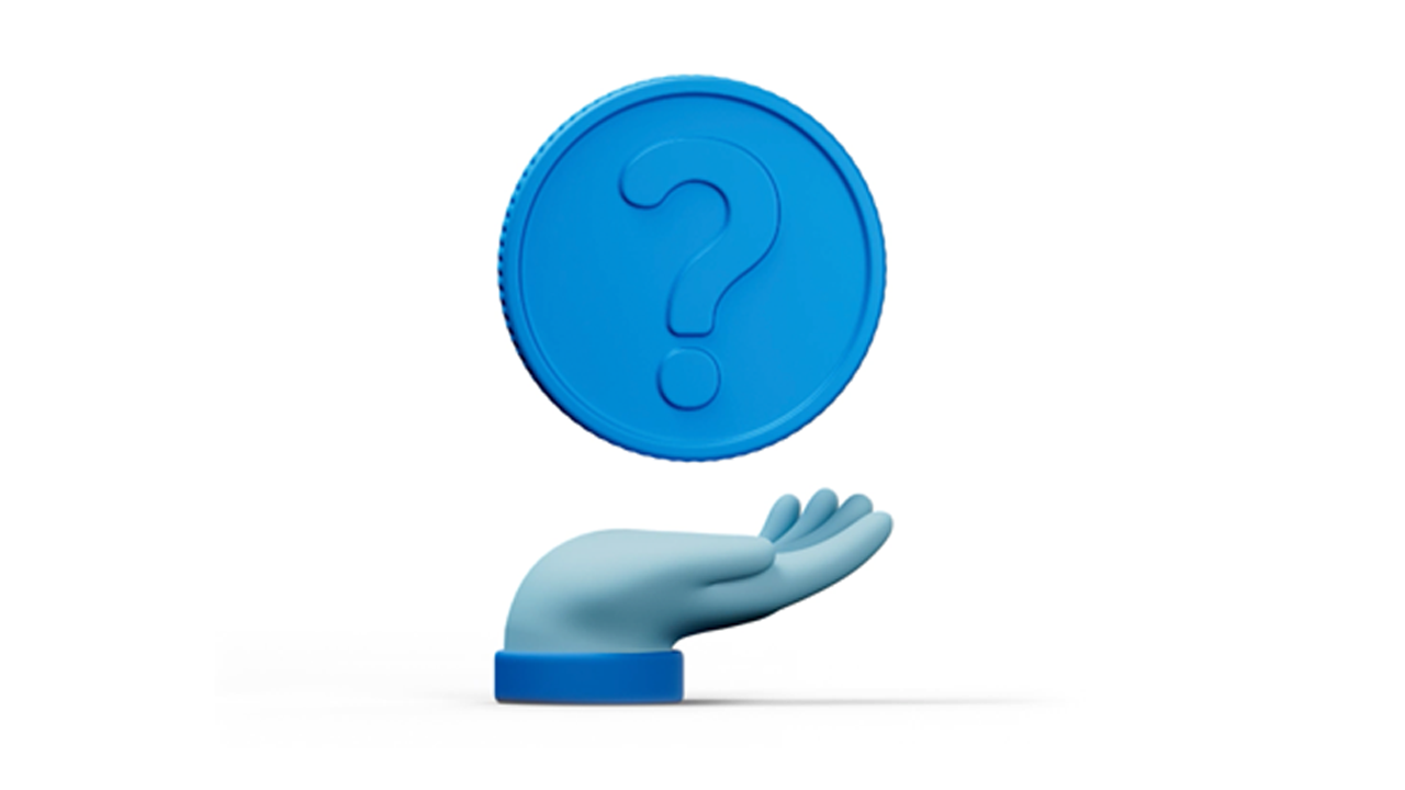blue coin with hand