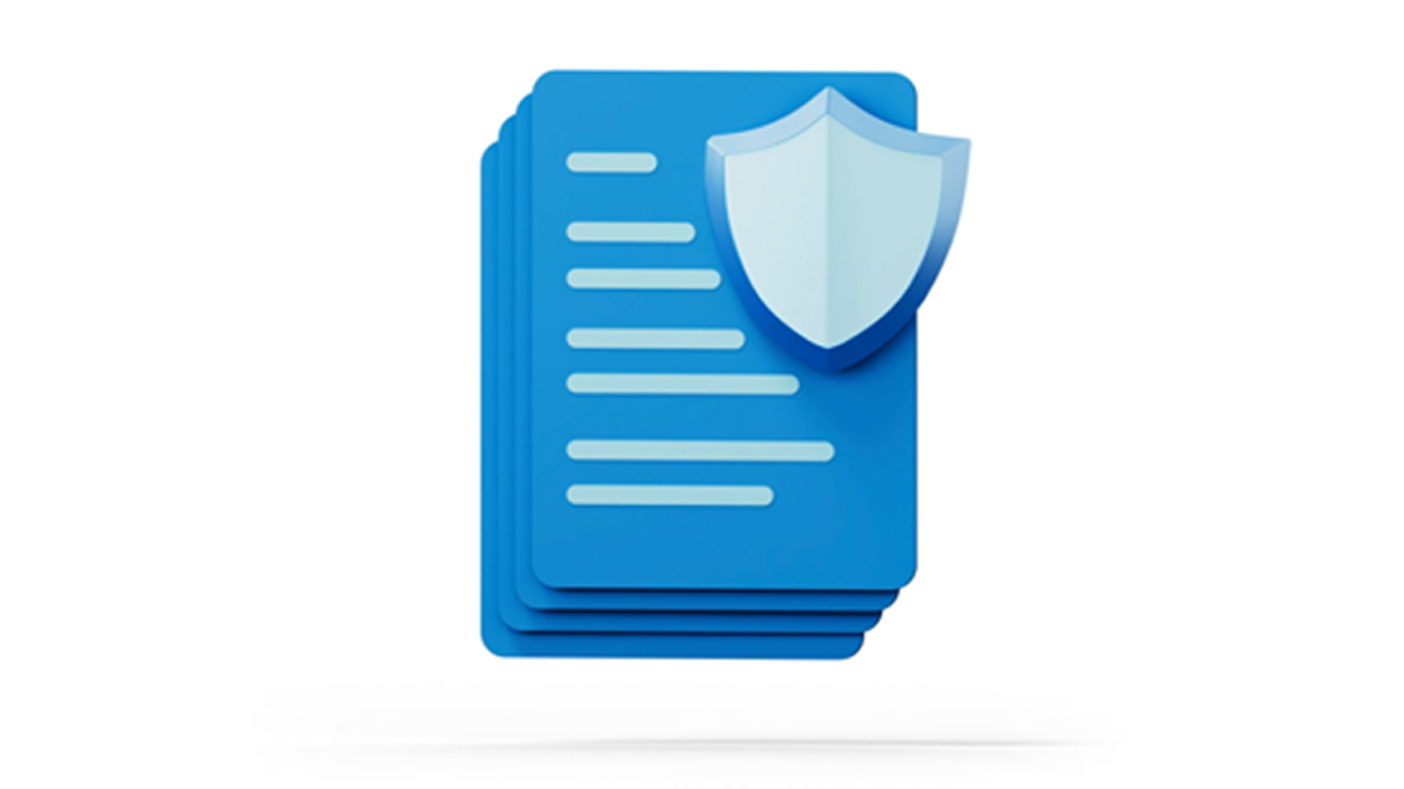 blue paper with shield